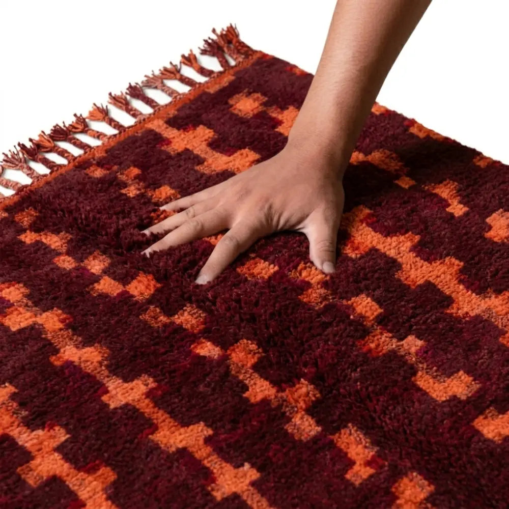 Tapis Boujad Vintage Rouge & Orange — Pièce Unique