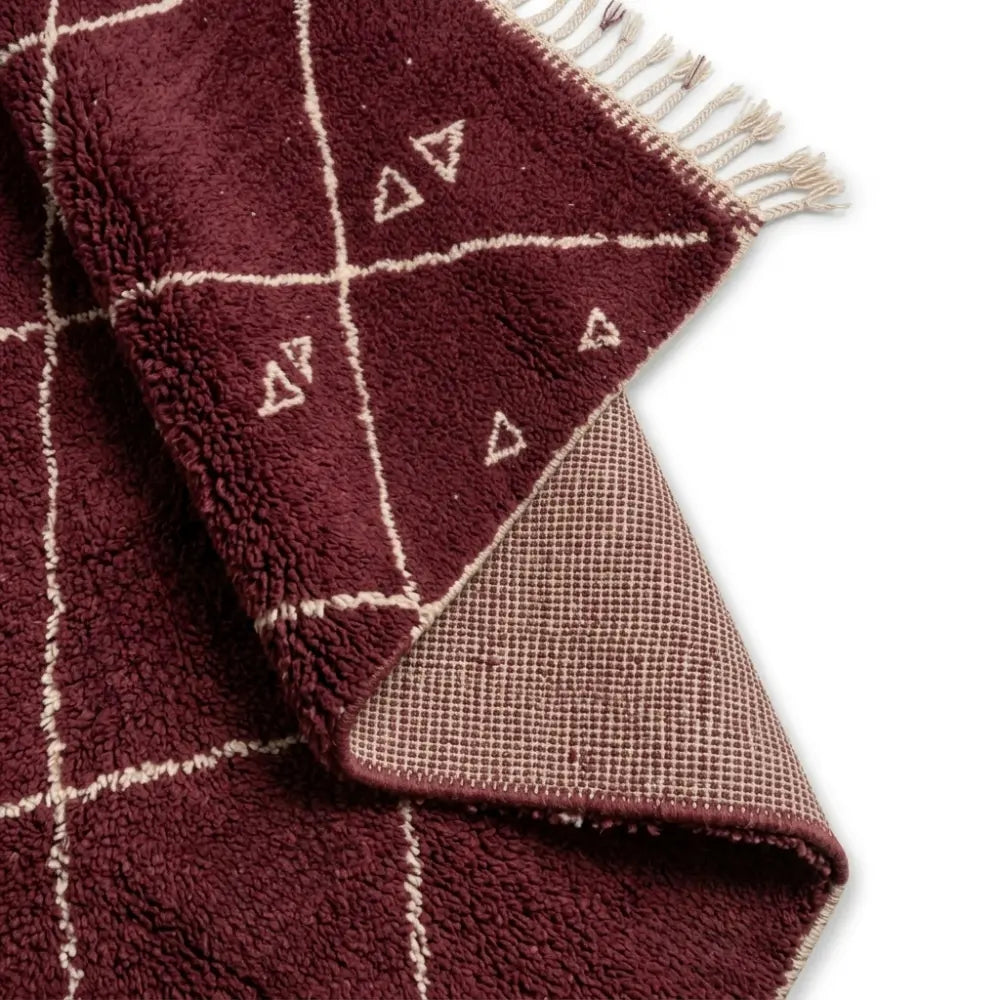Tapis Beni M'Guild Bordeaux — Losanges Tissés Main