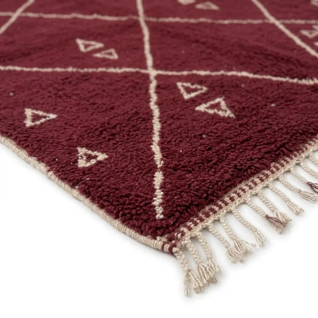 Tapis Beni M'Guild Bordeaux — Losanges Tissés Main