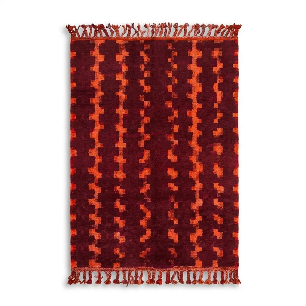 Tapis Boujad Vintage Rouge & Orange — Pièce Unique