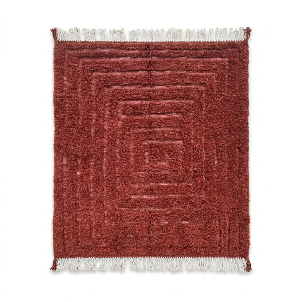 Tapis Mrirt Terracotta — Relief Sculpté Main