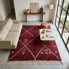 Tapis Beni M'Guild Bordeaux — Losanges Tissés Main