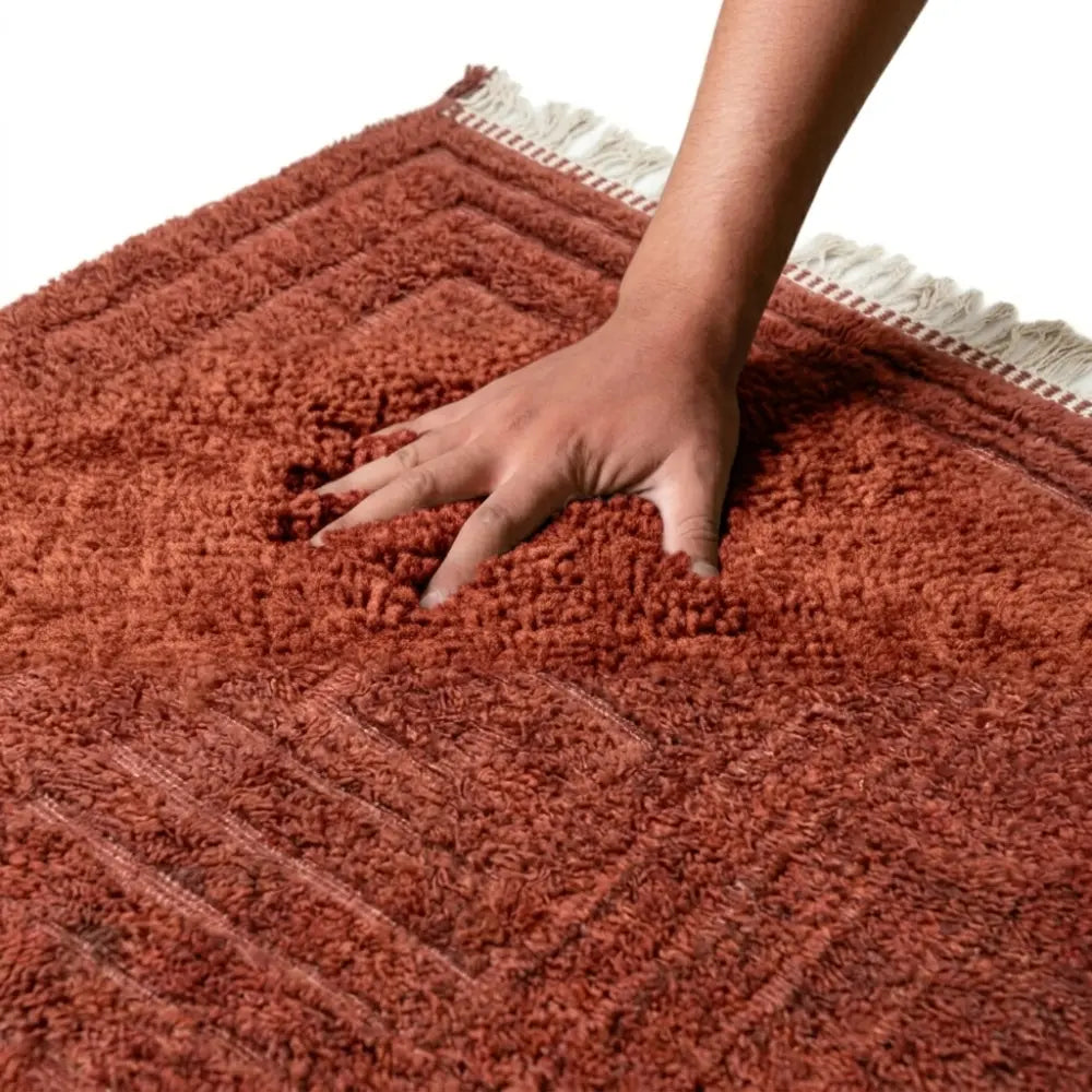 Tapis Mrirt Terracotta — Relief Sculpté Main
