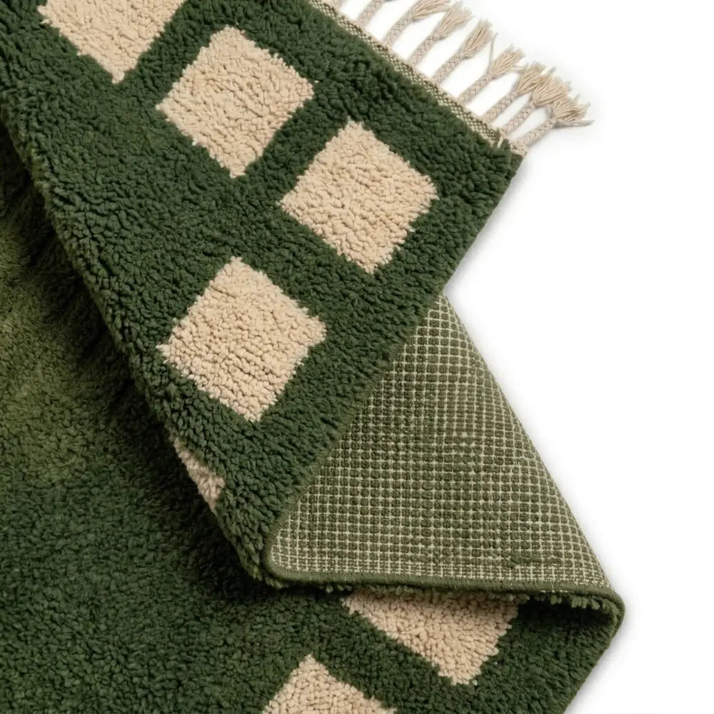 Tapis Vert Forêt Beni M'Guild — Motifs Beiges