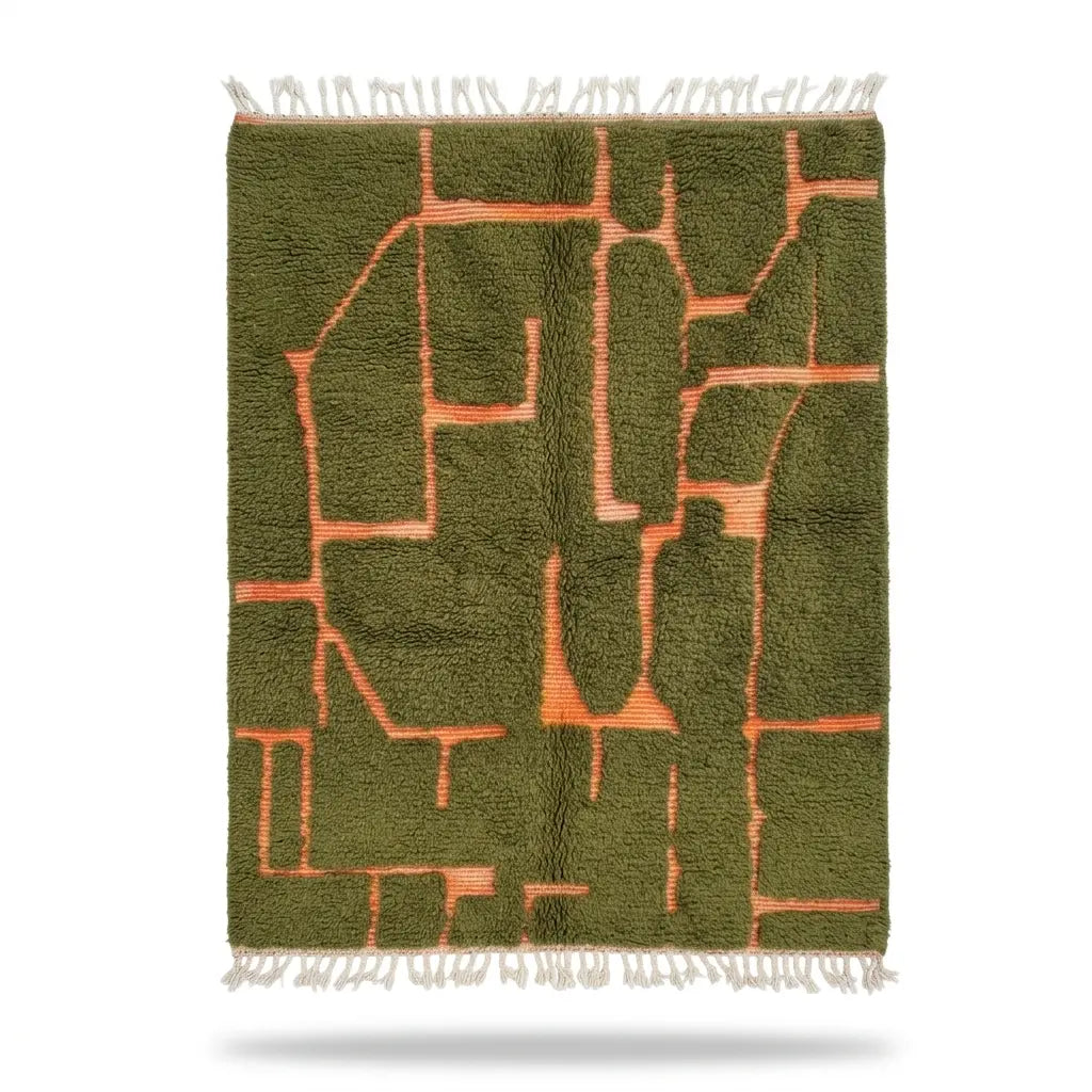 Tapis M'irt Vert Olive — Motifs Orange