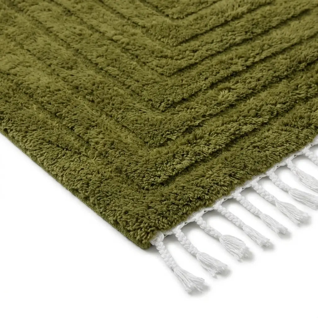 Tapis M'irt Vert Olive — Relief Géométrique