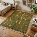 Tapis M'irt Vert Olive — Motifs Orange