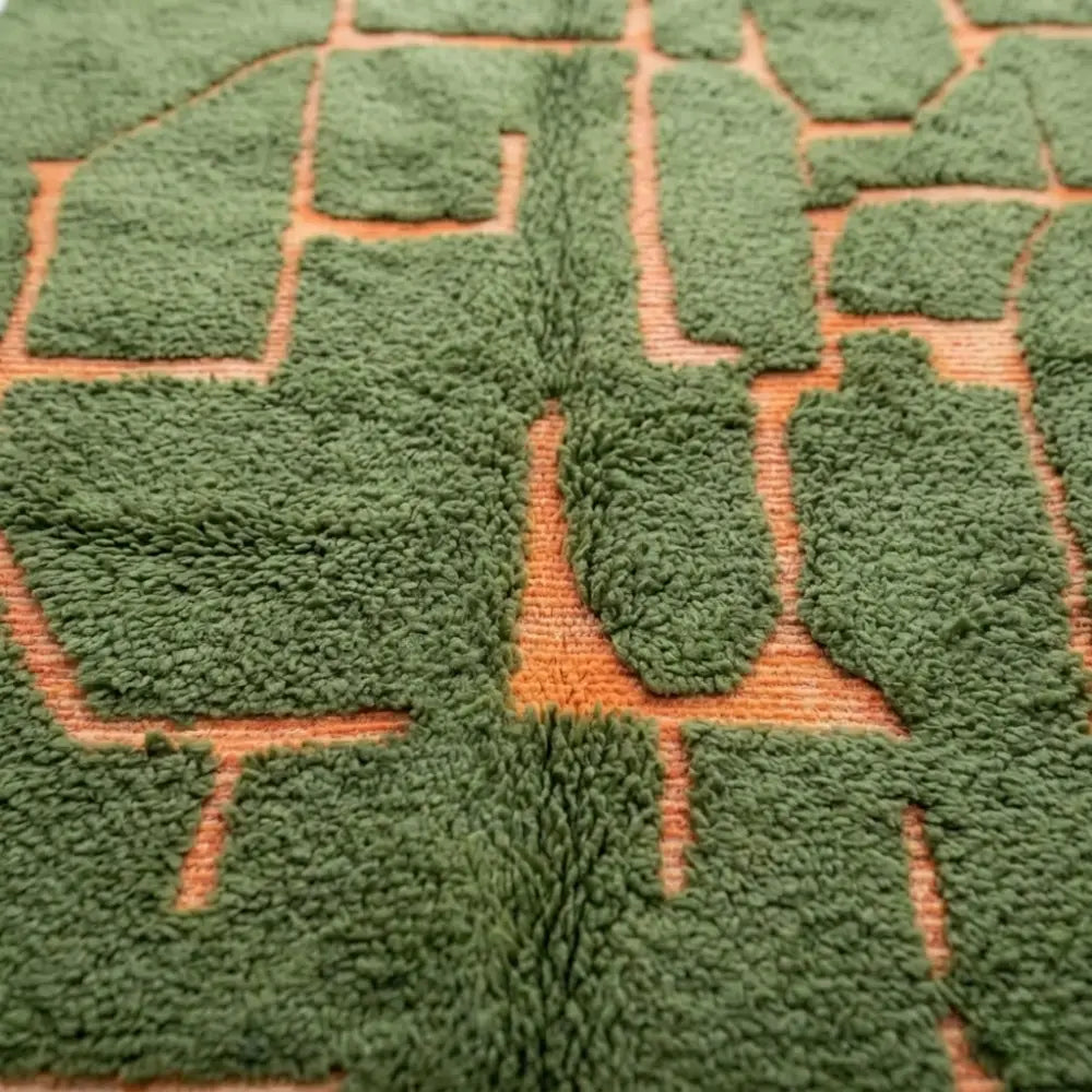 Tapis M'irt Vert Olive — Motifs Orange