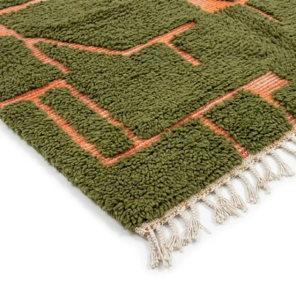 Tapis M'irt Vert Olive — Motifs Orange